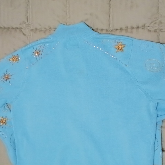 Turquoise blue beaded cardigan sweater by Quacker Factory Large - Picture 10 of 10